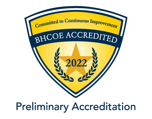 2022 BHCOE Accredited badge for Preliminary Accreditation