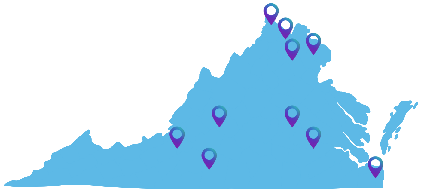 Map of Autism FIRST locations across Virginia