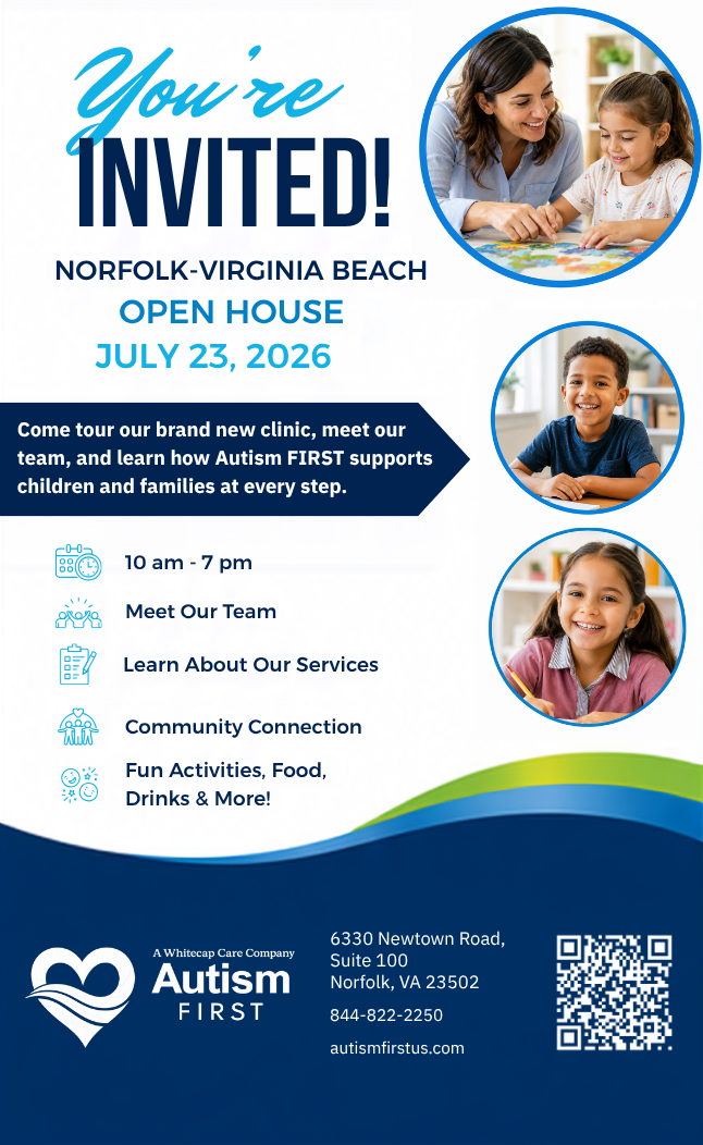 You're invited to Autism FIRST Norfolk-Virginia Beach Open House, July 23, 2026